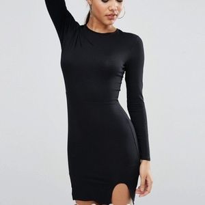 ASOS Long Sleeve Bodycon Dress With Curved Splits